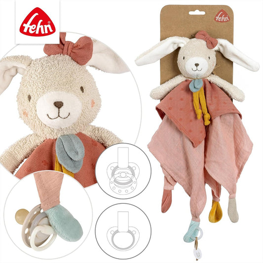 FEHN Natur bawełniany komforter kocyk przytulanka ZAJĄC 37 cm "N