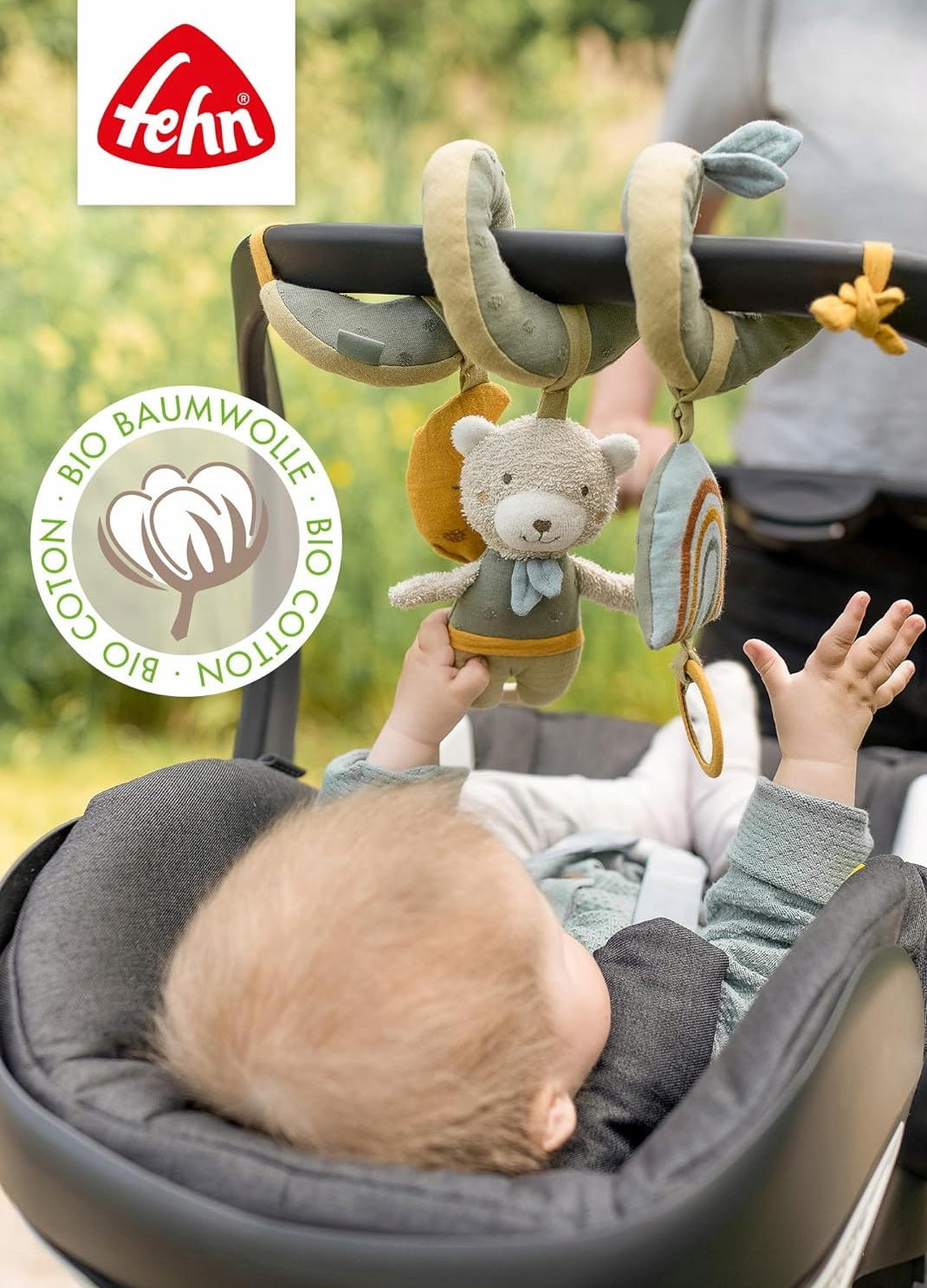 FEHN espiral para carrinho de bebé, berço e cadeira-auto URSO NATUR em algodão orgânico