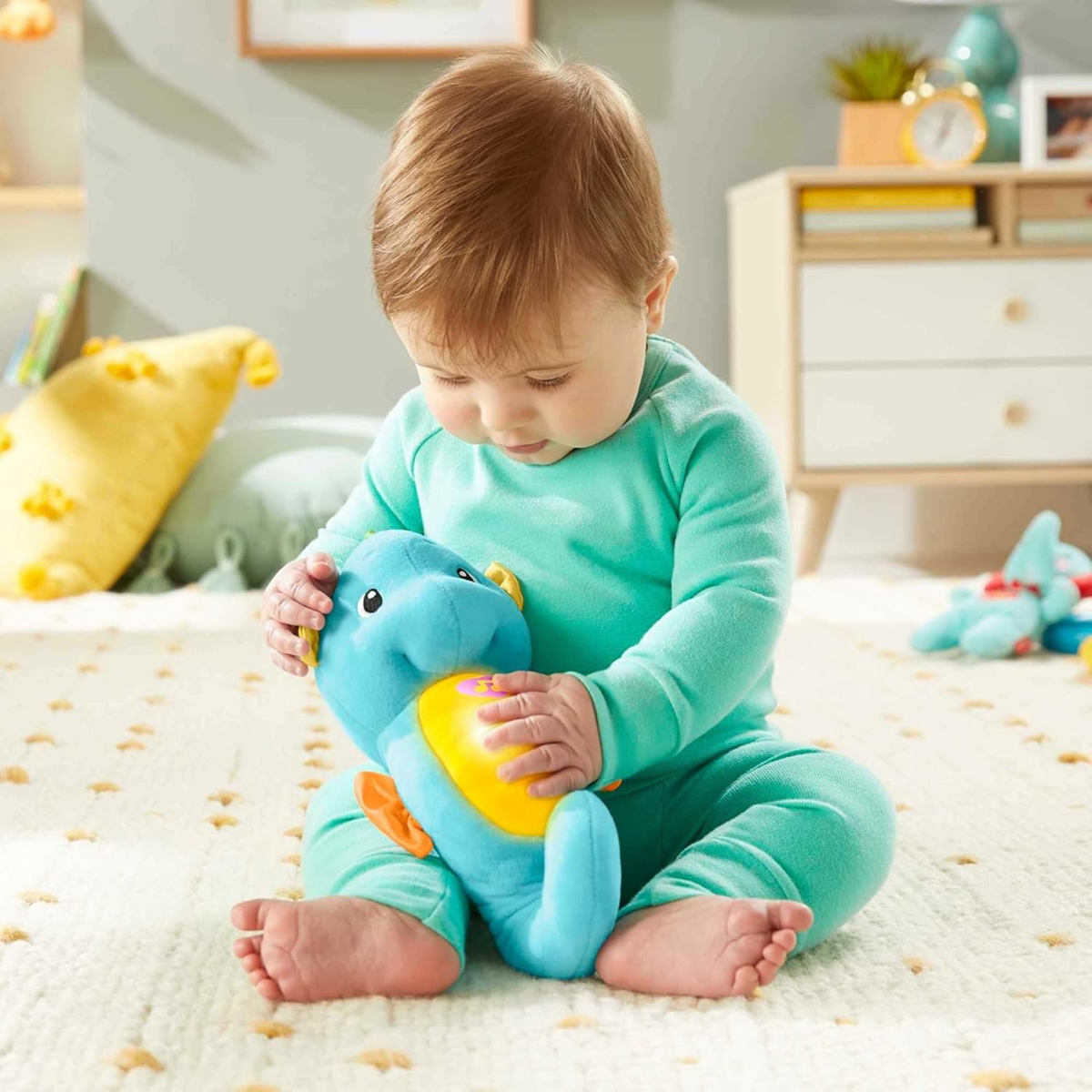 FISHER-PRICE przytulanka z melodiami, dźwiękami i światłem KONIK MORSKI