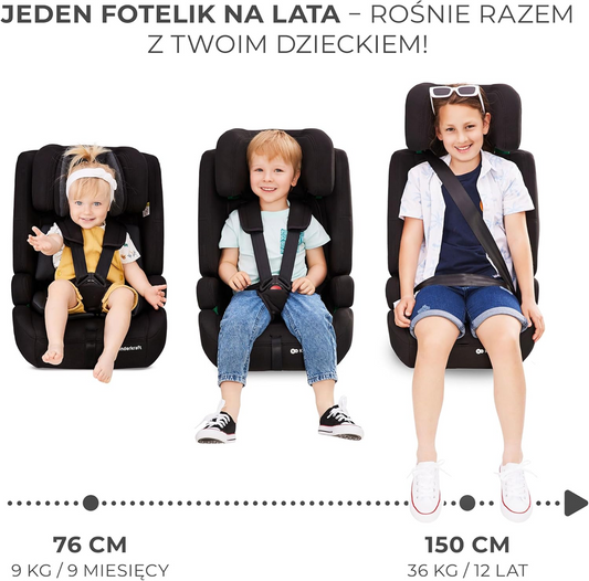 KINDERKRAFT SAFETY FIX 2 i-Size bilbarnstol 9-36kg grupp 1/2/3 ISOFIX