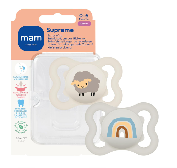 MAM Supreme πιπίλα σιλικόνης 0-6 μηνών x2