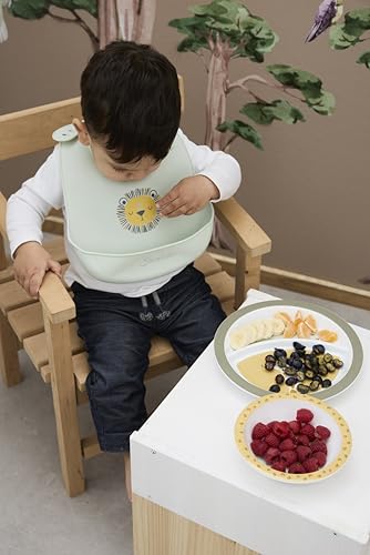 STERNTALER babete infantil em silicone com bolso, Leo, o Leão, ajustável
