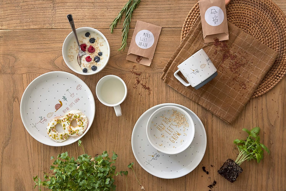 LASSIG Garden Explorer porcelanowa miska z antypoślizgową podstawą FARMA