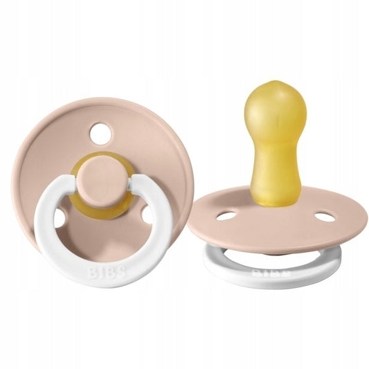 BIBS COLOUR GLOW smoczki uspokajające 2pack kauczuk 0-6 msc, świecące w ciemności, kolor beżowo-żółty