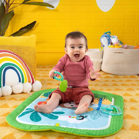 BRIGHT STARTS Easy Breezy Spieldecke + Kissen und 2 Spielzeuge 54 x 67 cm