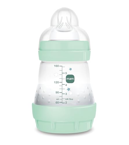 Zielona butelka MAM Easy Start Anti-Colic 160 ml z przezroczystą osłonką.
