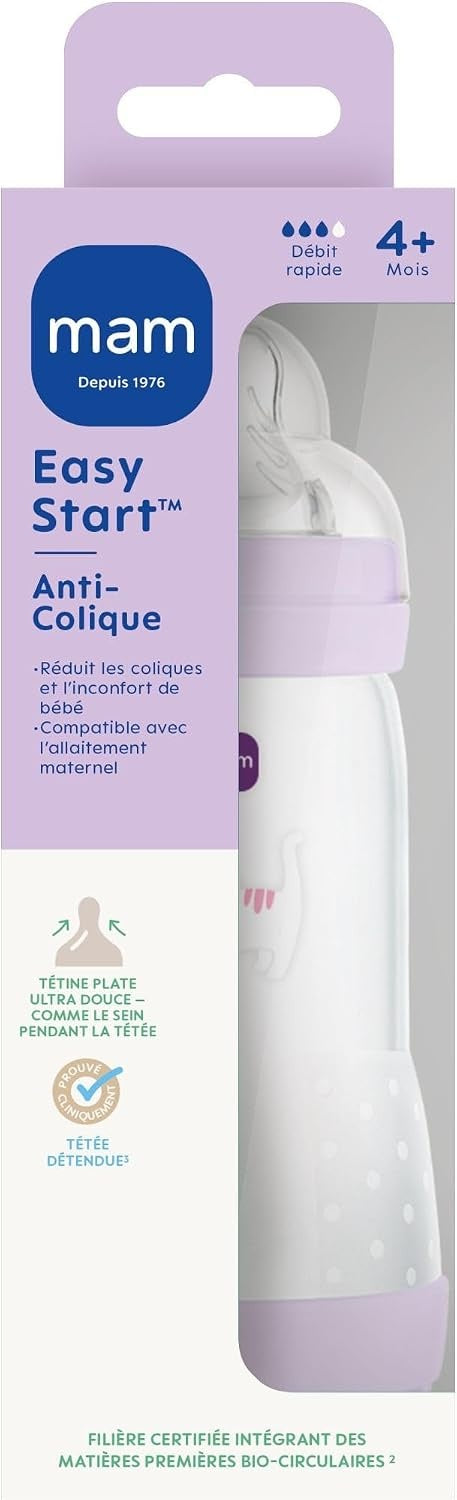 MAM Easy Start fioletowa butelka 320 ml w opakowaniu