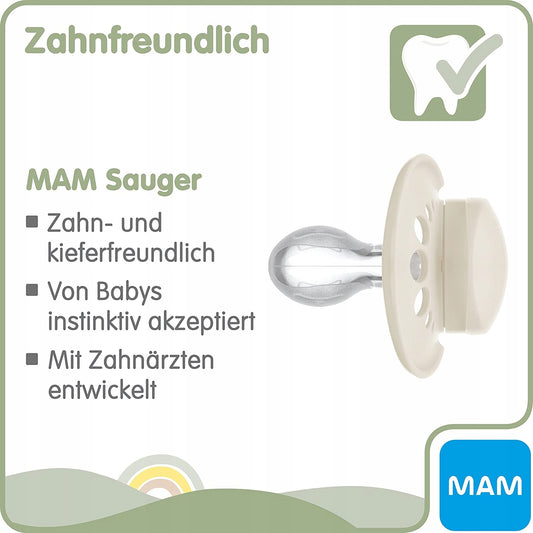 MAM ORIGINAL PURE smoczek uspokajający x2 0-6m, smoczek ortodontyczny MAM przyjazny zębom, wolny od BPA i BPS