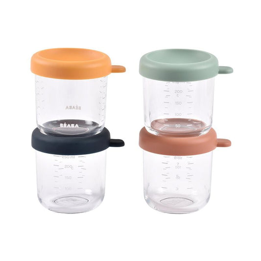 Béaba Sunrise γυάλινα δοχεία τροφίμων με καπάκι 250ml x4
