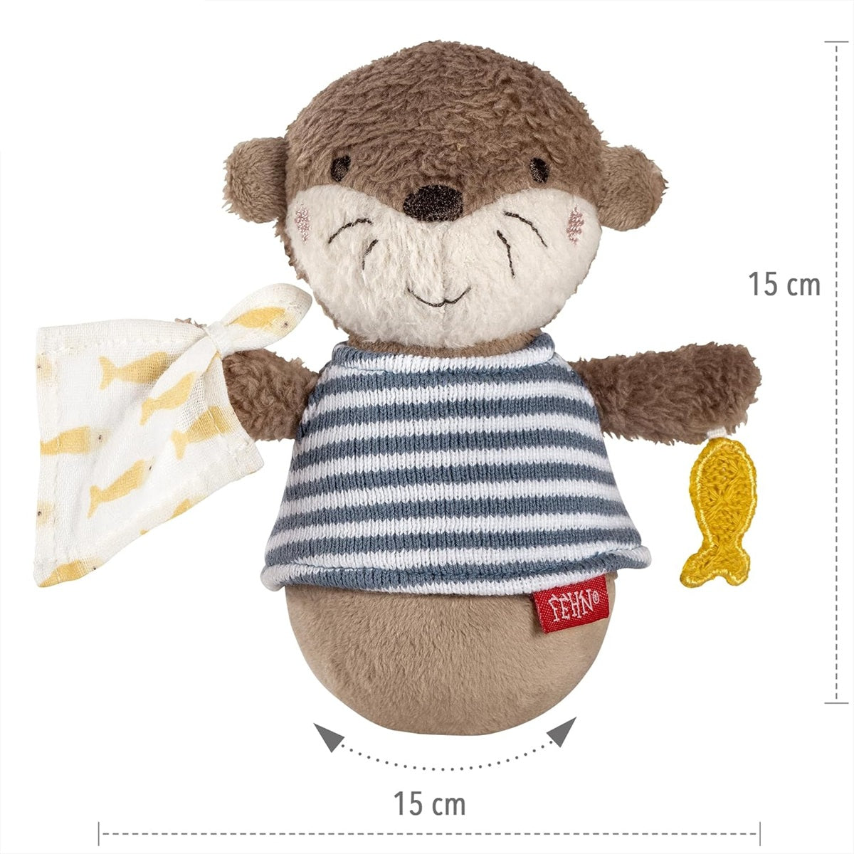 FEHN igračka Wackeltier VIDRA, ki se ne prevrne, z ropotuljico, 15 cm