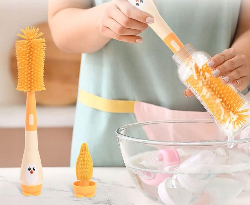 VICLOON 3 in 1 spazzole in silicone per la pulizia di biberon, tettarelle e cannucce 28cm
