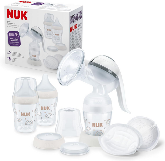 NUK manual breast pump + Perfect Match bottles 150ml x2