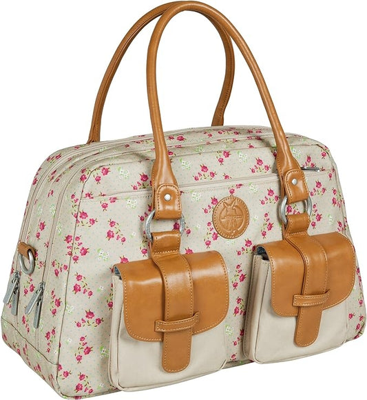 LASSIG Vintage Metro Bag torba na pieluchy i akcesoria + dodatki, różowa floralna torba vintage z kieszeniami