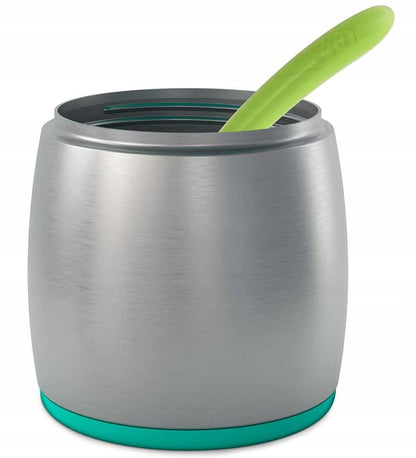CHICCO termos ze stali 350 ml 6h, zielono-metaliczny pojemnik termiczny z łyżką dla dziecka
