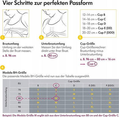 MEDELA gorset do laktatora HANDS-FREE S, beżowy, z instrukcją doboru rozmiaru biustonosza Medela