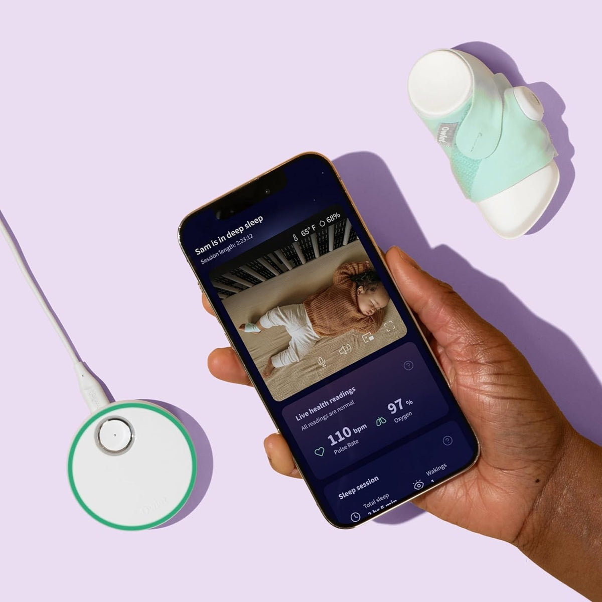 OWLET video-babyalarm Cam 2 + sokker til måling af vitale funktioner Dream Sock