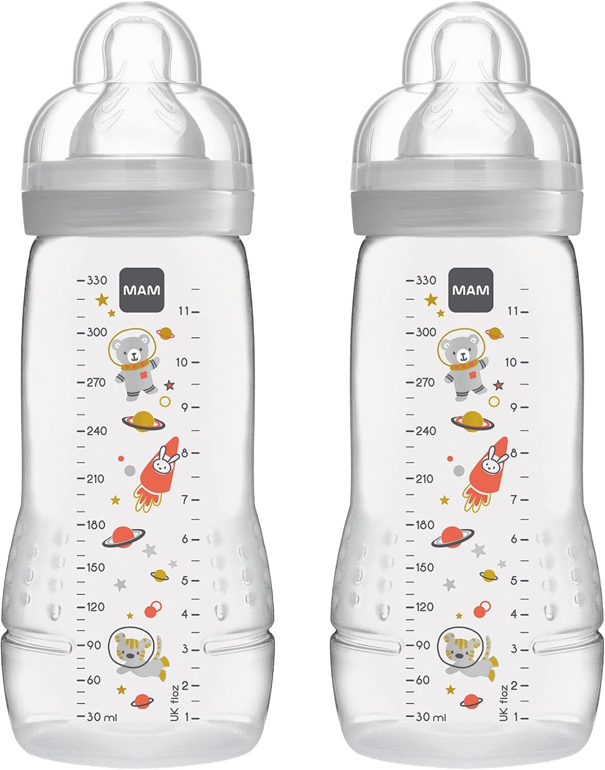 MAM Easy Active lot de biberons 330 ml dès 4 mois, tétine 2 COSMOS
