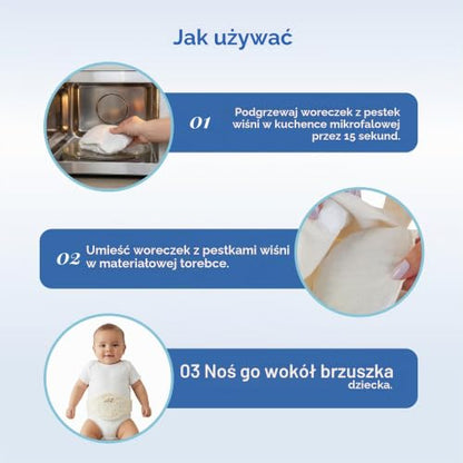 BABYJEM pas z termoforem z pestek wiśni biały