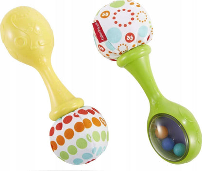FISHER-PRICE BLT33 grzechotki marakasy 2 sztuki, żółta i zielona, sensoryczne dla dzieci 3 m+