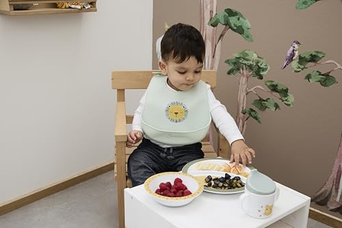 STERNTALER babete infantil em silicone com bolso, Leo, o Leão, ajustável
