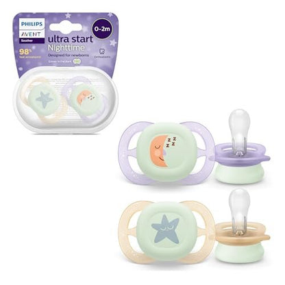 Philips Avent Ultra Start Night – zestaw smoczków i opakowanie