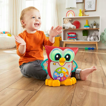 FISHER-PRICE interaktiv UGLE med lys 90 melodier og sætninger PÅ FRANSK 18 m+