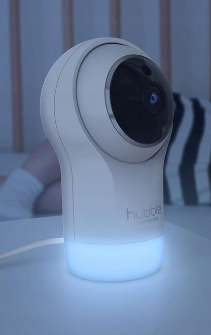 HUBBLE Nursery Pal Glow NIANIA ELEKTRONICZNA kamera Smart HD, biała kamera Wi‑Fi do monitoringu dziecka z trybem nocnym