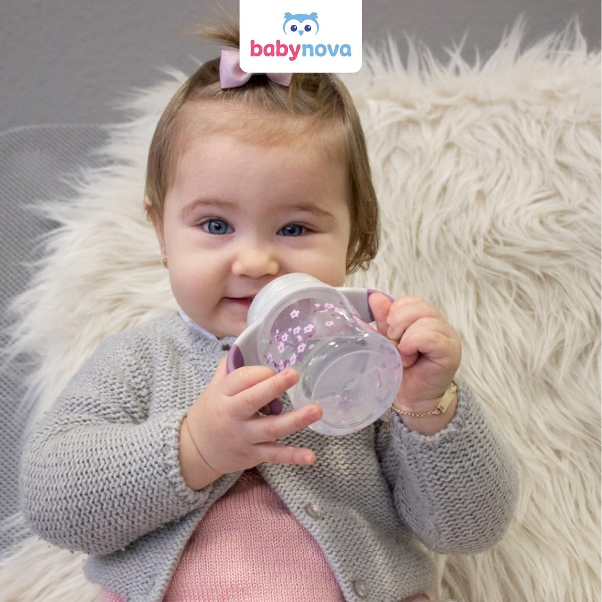 BABYNOVA Learner Bottle steklenička 150 ml s počasnim pretokom 0-24 mesecev