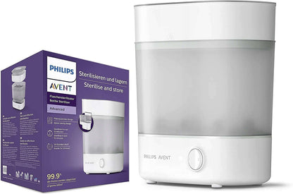 PHILIPS AVENT elektryczny sterylizator parowy U, biało-szary sterylizator butelek z pudełkiem