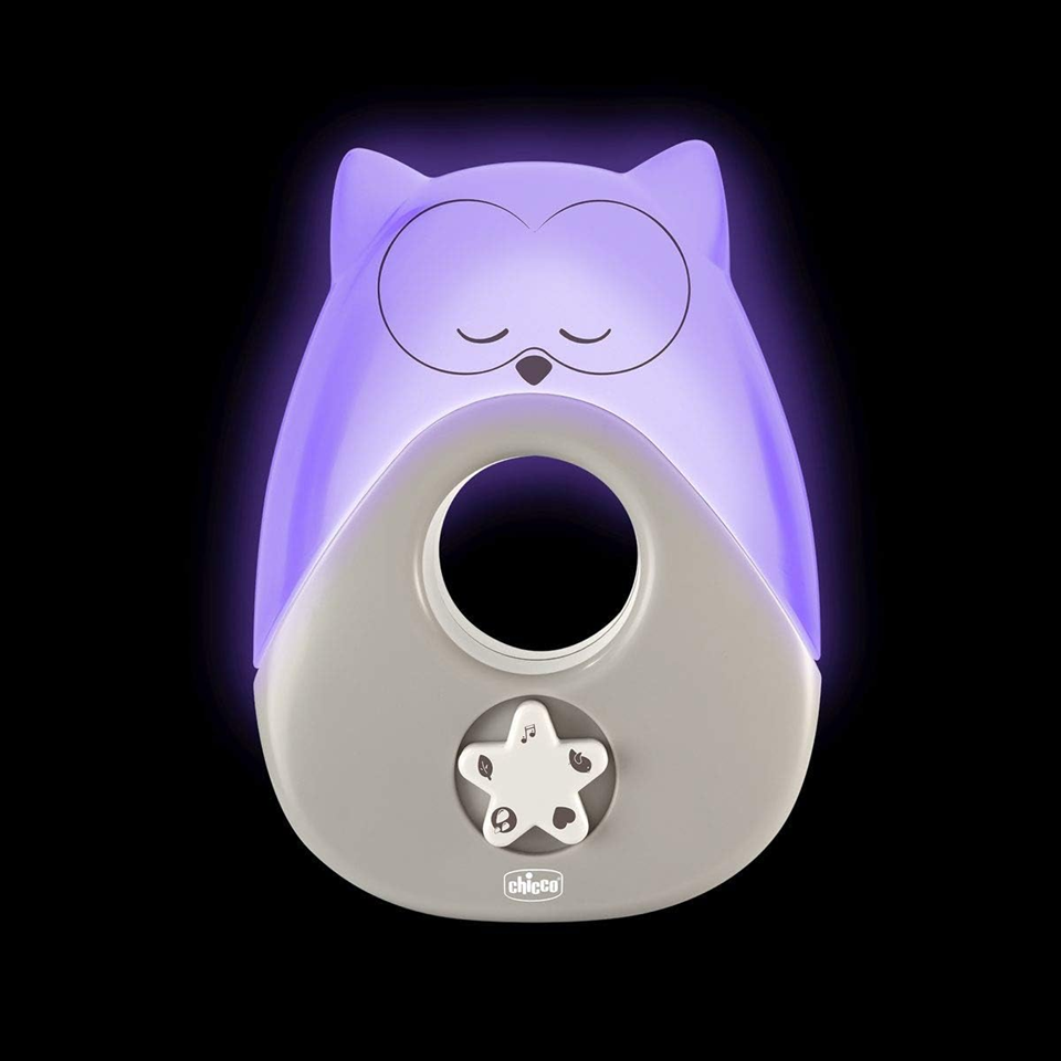 CHICCO Sweet Lights veilleuse avec mélodies et sons HIBOU 13,5 x 18 cm