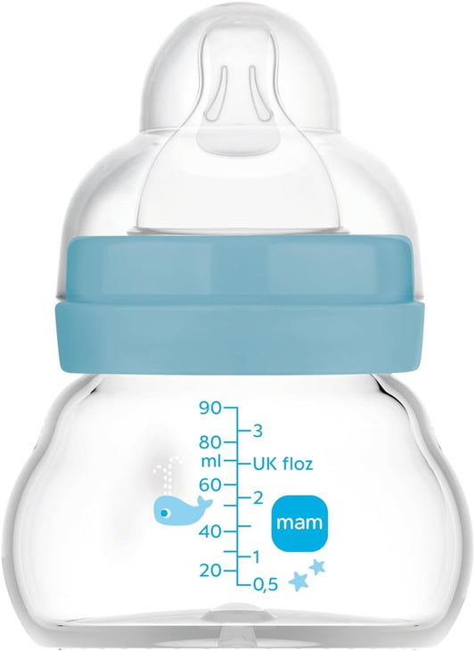 MAM Feel Good γυάλινο μπιμπερό 90 ml 0 m+ θηλή 1