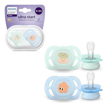 Philips Avent Ultra Start zielony i niebieski smoczek z etui i opakowaniem