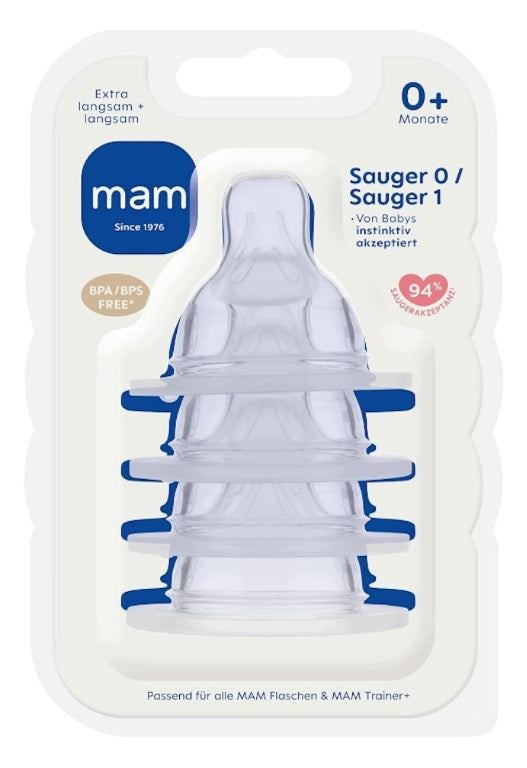 MAM suzetă pentru biberon 0+ (r.1) flux liber x4