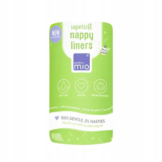 BAMBINO MIO nappy liners bibułki do pieluszek 100, biodegradowalne wkłady do pieluszek wielorazowych