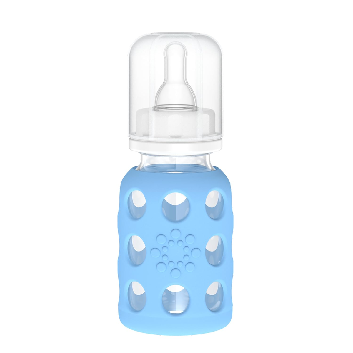 LifeFactory biberón de vidrio con funda 120 ml 3 m+ tetina 1