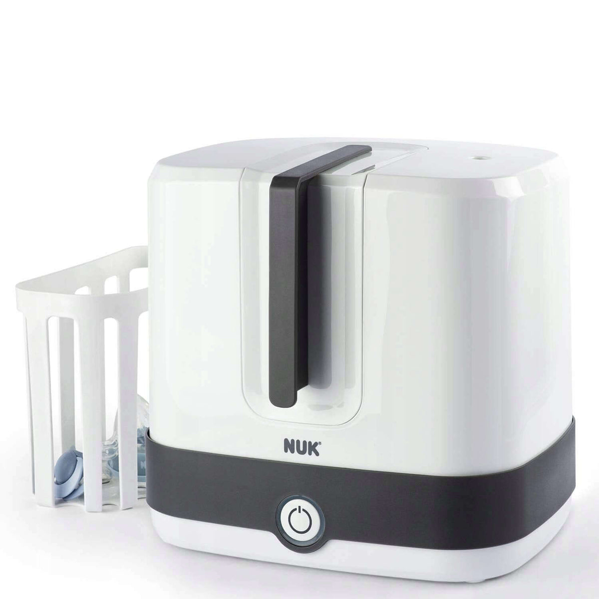NUK Vario Express sterylizator parowy 6 minut 2, biały, do 6 butelek i akcesoriów