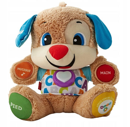 FISHER-PRICE szczeniaczek uczniaczek j. francuski interaktywny pluszak 6 m+ z dźwiękami i dotykowymi łapkami