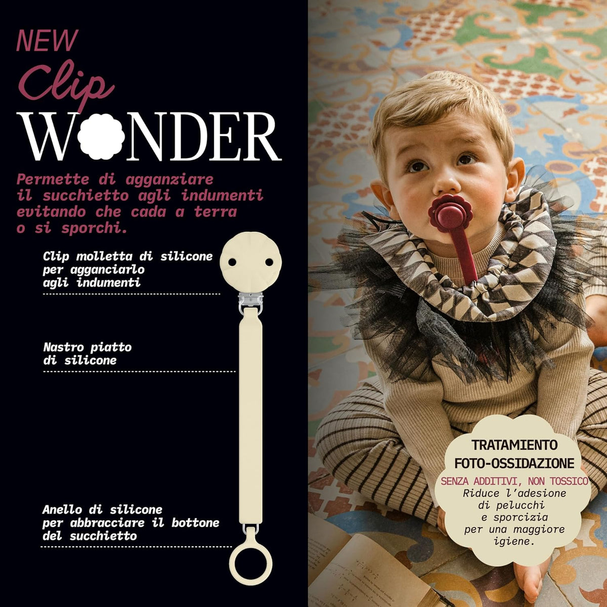 Attache-sucette en silicone Suavinex Wonder