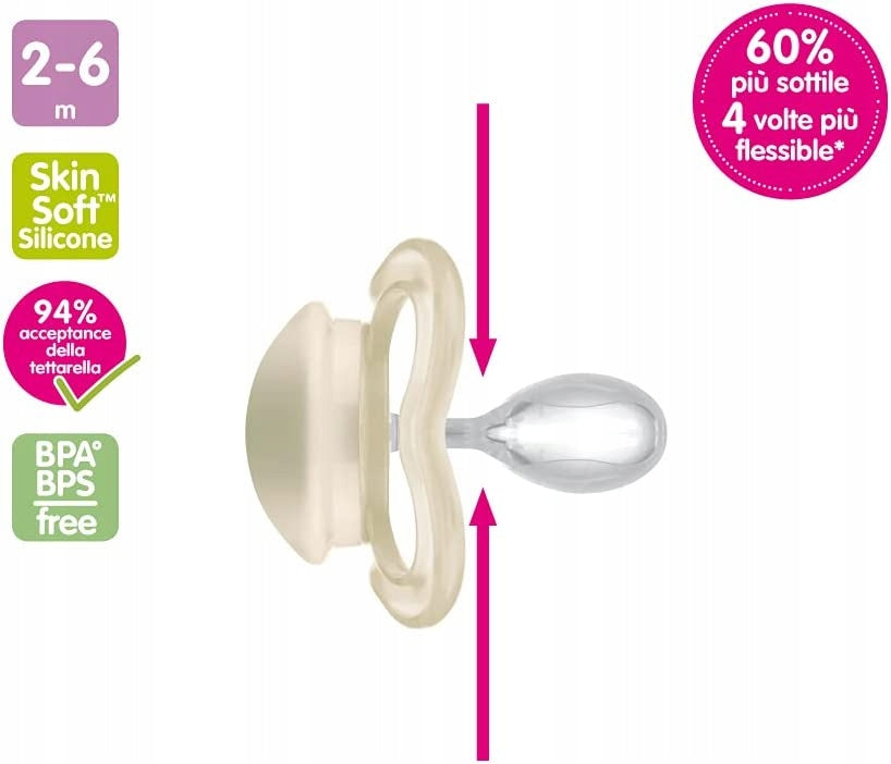 MAM SUPREME smoczek silikonowy 0-6msc x2, silikonowy, BPA/BPS free, 2-6 m, Skin Soft