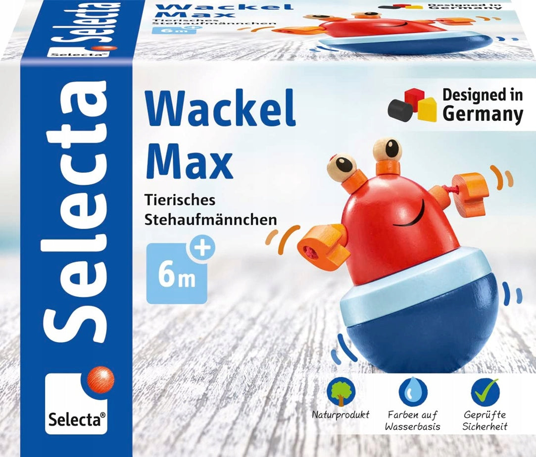 SELECTA Wańka-Wstańka nepřevrací se dřevěná hračka KRAB 10 cm