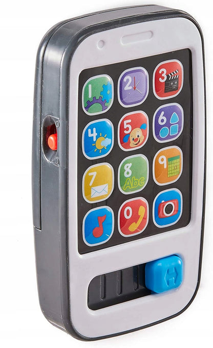 FISHER-PRICE smartfon interaktywny J.NIEMIECKI, kolorowa zabawka edukacyjna z przyciskami aplikacji dla dzieci