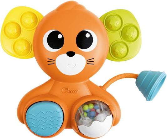 CHICCO αισθητηριακό ποντικάκι με κουδουνίστρα και σφυρίχτρα Pop It 18 x 19 cm
