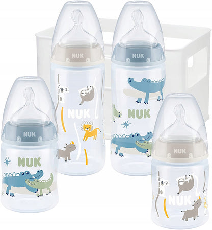 NUK First Choice+ startset med 4 flaskor + förvaringskorg 0-6 m