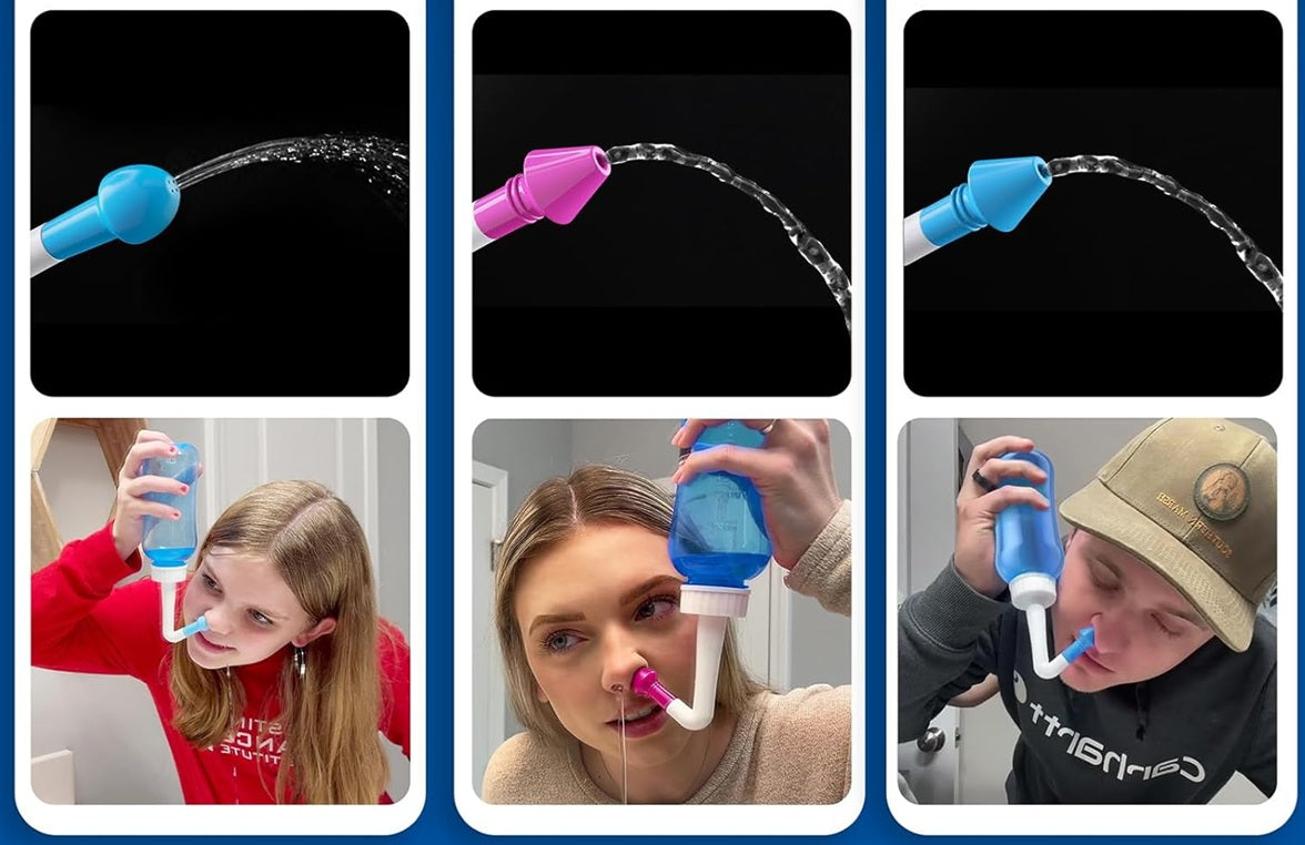 MAOEVER Nasal 300 næseskylleapparat til børn og voksne, 3 mundstykker, 300 ml