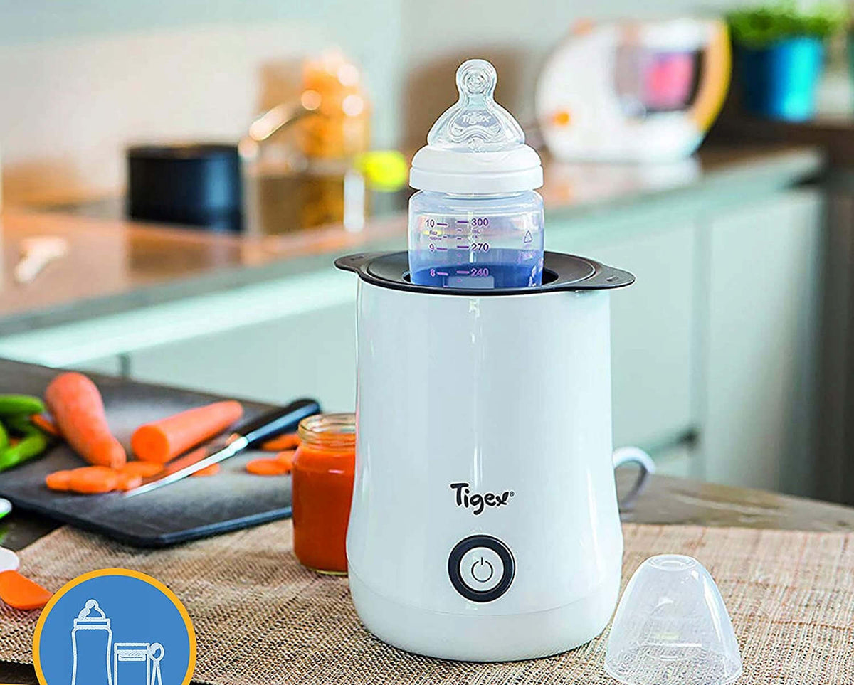 TIGEX podgrzewacz do butelek i słoiczków, biało-szary, do mleka i pokarmu dla niemowląt