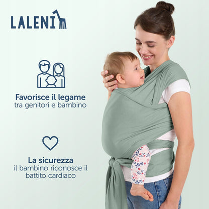 LALENI écharpe de portage élastique pour bébé jusqu'à 15kg