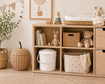 Rotho Babydesign biały kosz przy przewijaku i regale