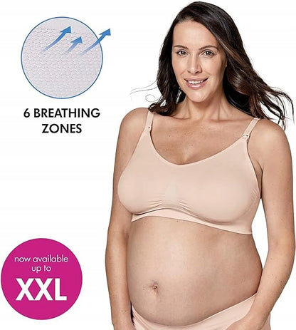 MEDELA KEEP COOL ULTRA biustonosz do karmienia + wkładki L beżowy, bezszwowy, oddychający, z 6 strefami wentylacji