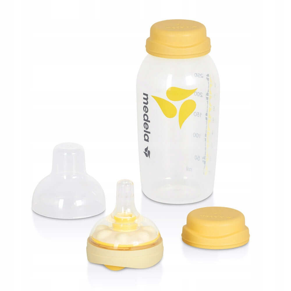 MEDELA butelka 250 ml + smoczek CALMA, żółta butelka i smoczek dla dziecka, BPA free