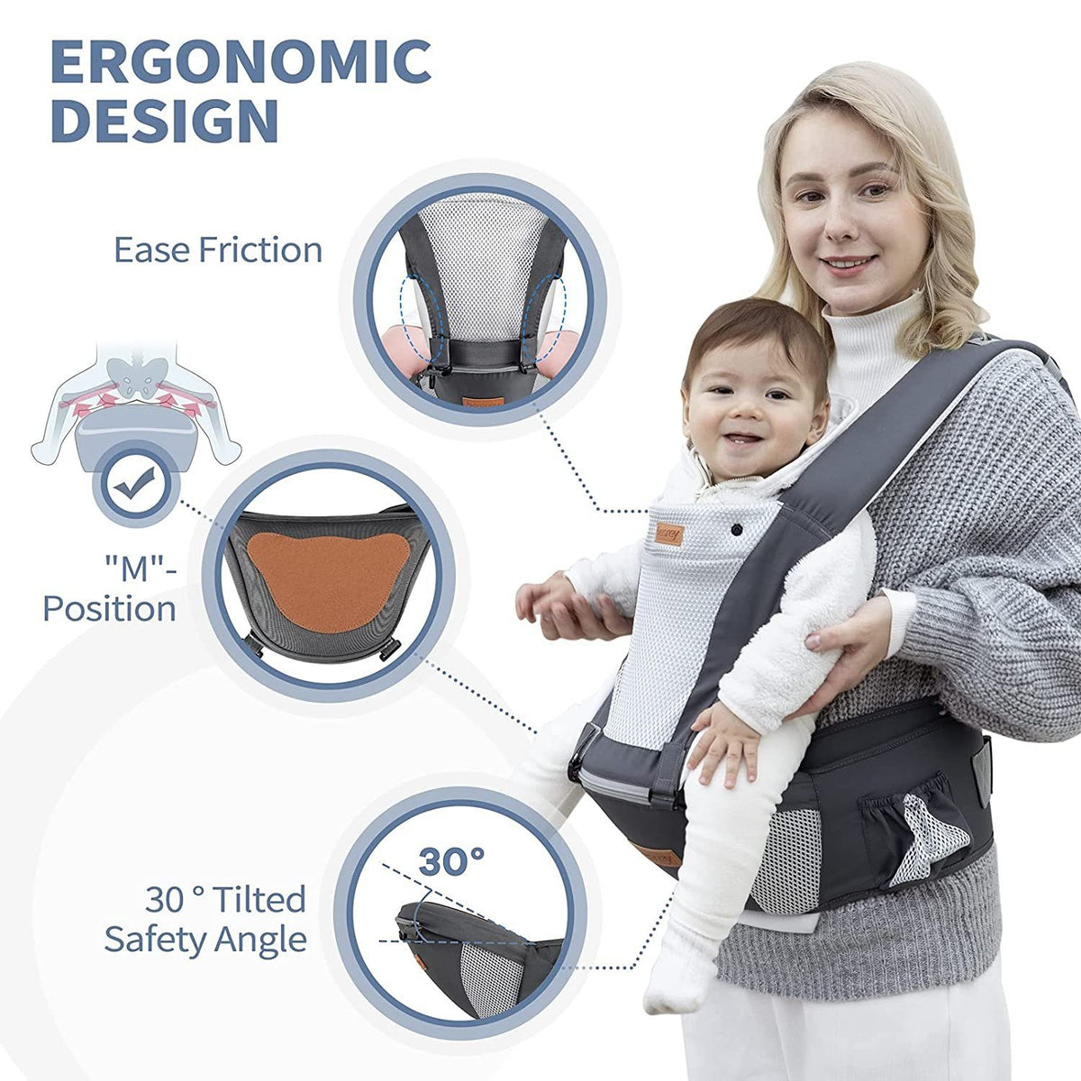 BESREY ergonomska nosilka s kolčnim sedežem 6v1